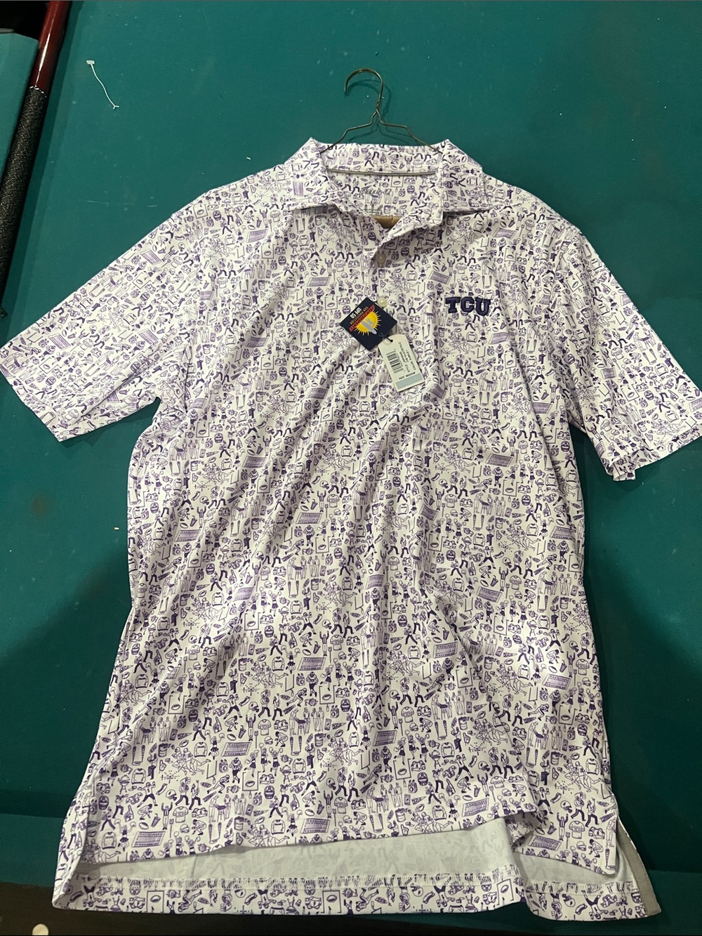 TC Men's Light Purple Printed Polo with Embroidered Logo